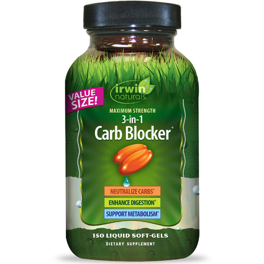 Irwin Naturals frasco frontal mostrando la presentación y beneficios generales