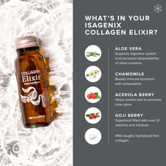Isagenix Collagen Elixir detalle de textura y color, muestra consistencia ligera