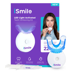 iSmile persona usando la férula con luz LED, sesión de 10 minutos en casa