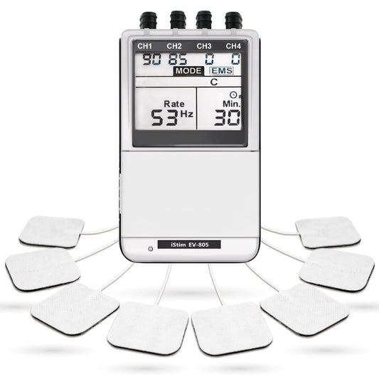 iSTIM EV-805 frontal de la unidad mostrando botones y diseño fácil de usar