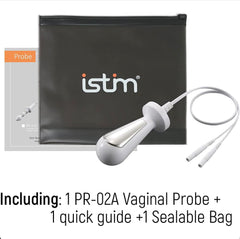 iSTIM PR-02 en uso simulado con estimulador para visualización de rutina