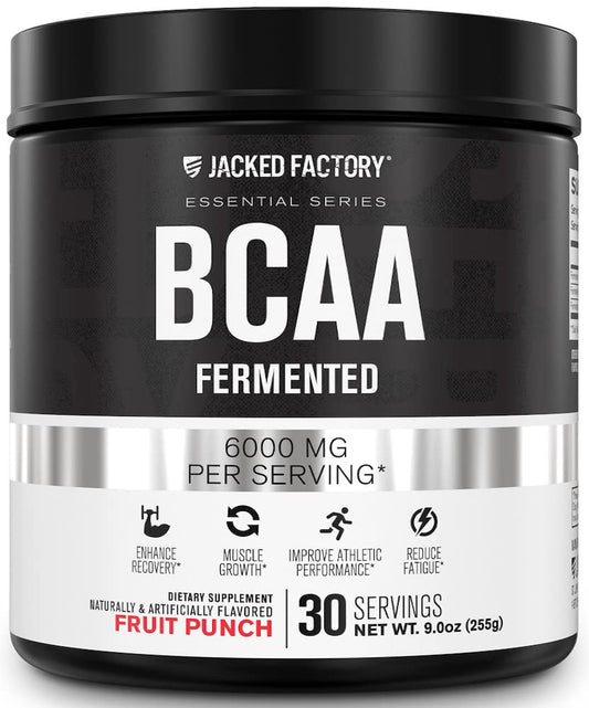 Jacked Factory bote frontal mostrando diseño y sabor Fruit Punch beneficios claridad