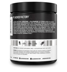 Detalle de la textura del polvo de Jacked Factory Creatine + Glutamine, ideal para recuperación.