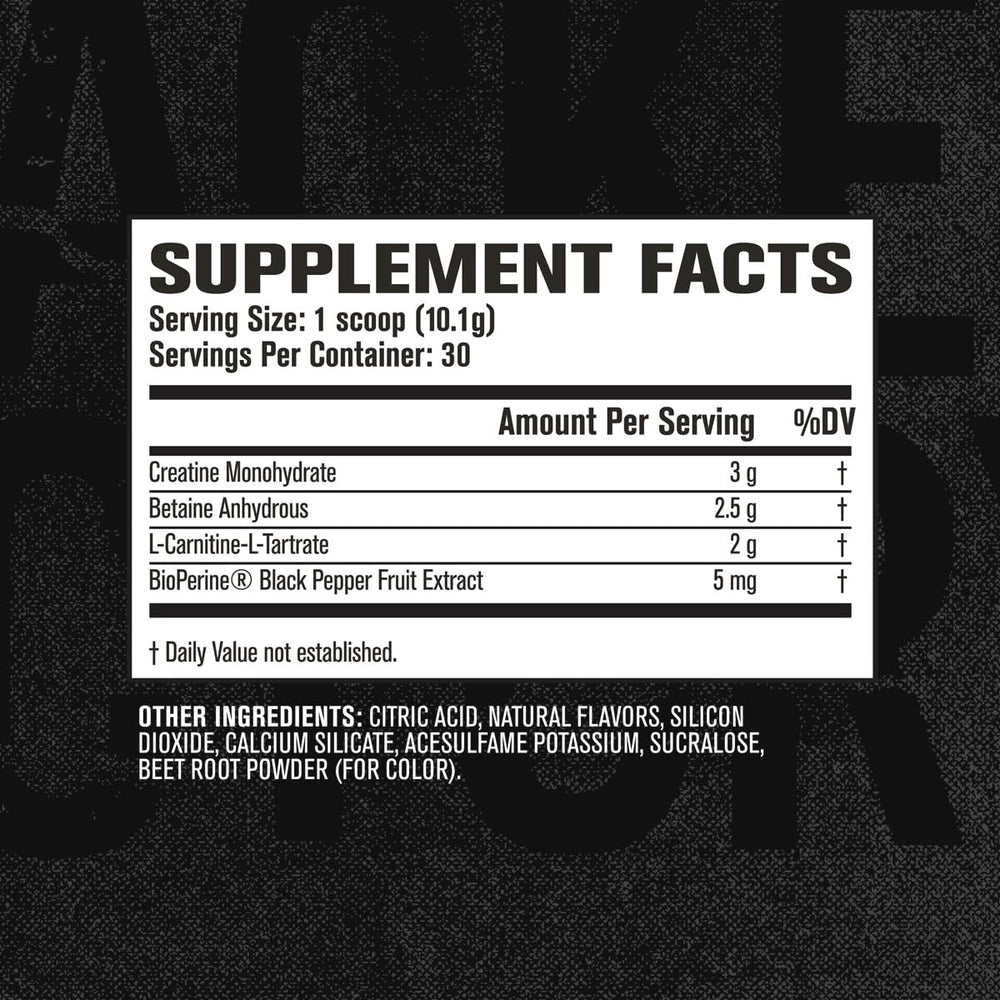 Jacked Factory etiqueta con lista de ingredientes y garantía de calidad