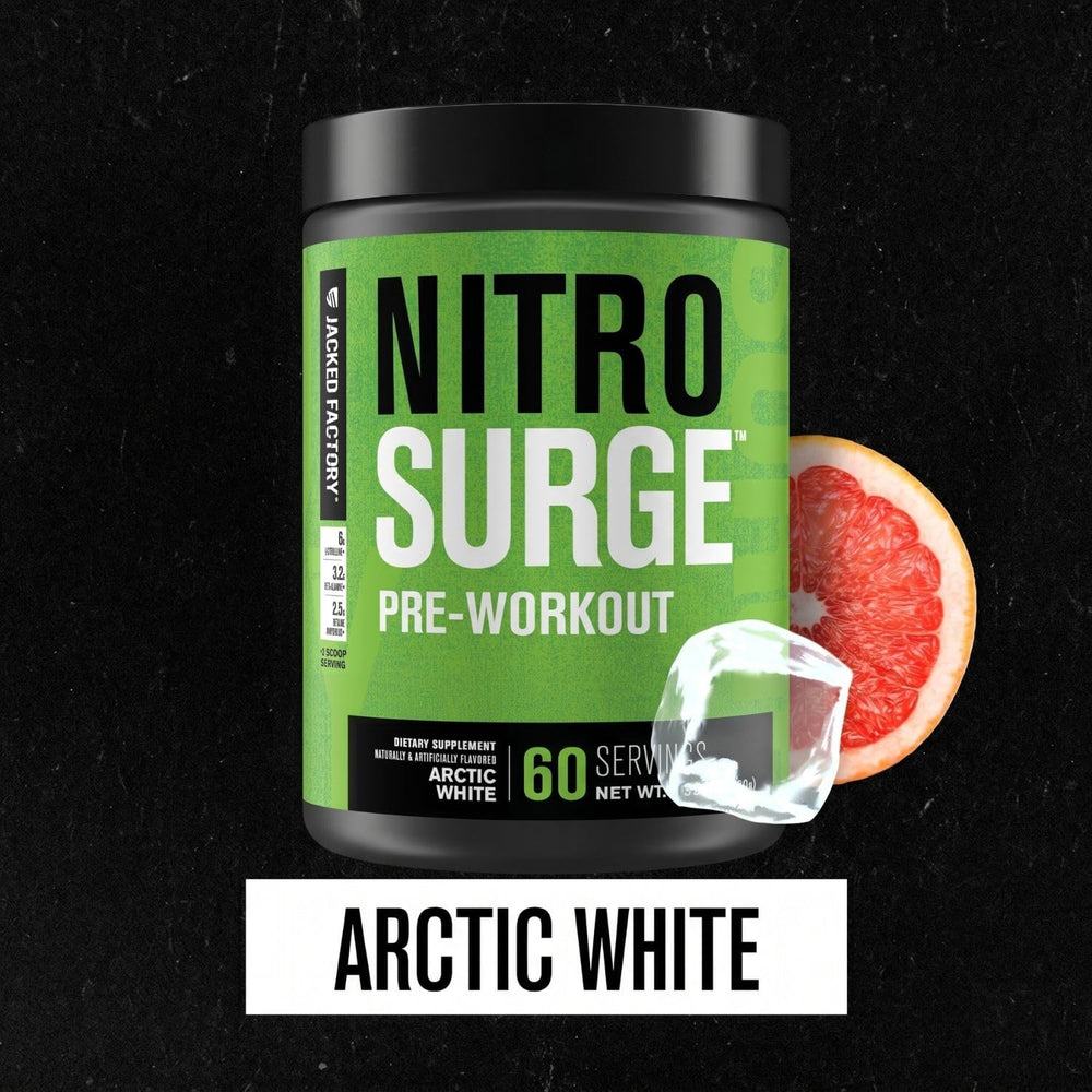 Jacked Factory Nitrosurge cuchara con polvo destacando dosis precisa