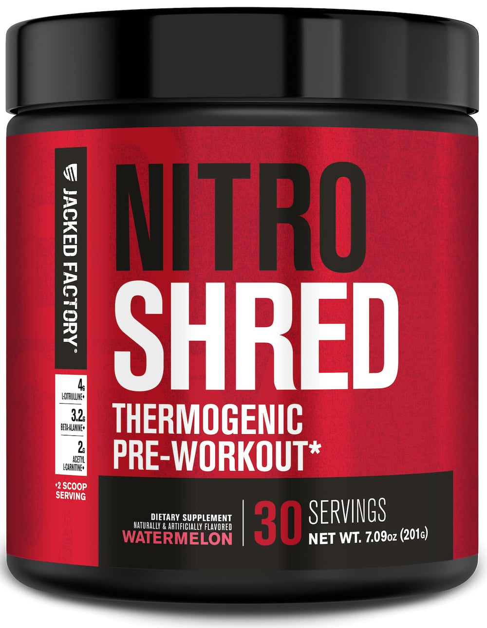 Jacked Factory frasco frontal que muestra diseño y tamaño, ideal para elegir preworkout