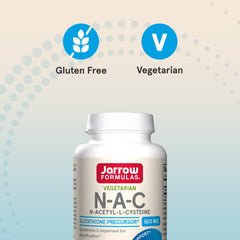 Jarrow Formulas cápsula abierta con polvo, muestra la forma de N‑A‑C