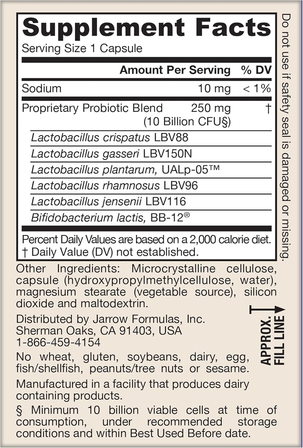 Jarrow Formulas sello vegano y sin gluten para usuarios con restricciones
