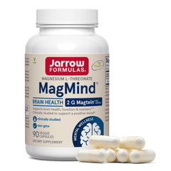 Jarrow Formulas frasco MagMind frontal mostrando presentación y cápsulas