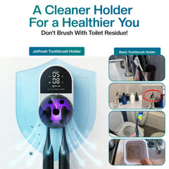 JetFresh con cepillo manual dentro, mantiene cabezales secos y protegidos