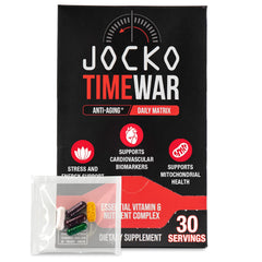 Jocko Fuel Time War frente del empaque mostrando uso diario y conveniencia