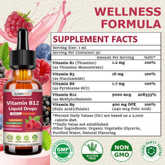 Lista de ingredientes de JUIWEFKK mostrando vitaminas B y folato