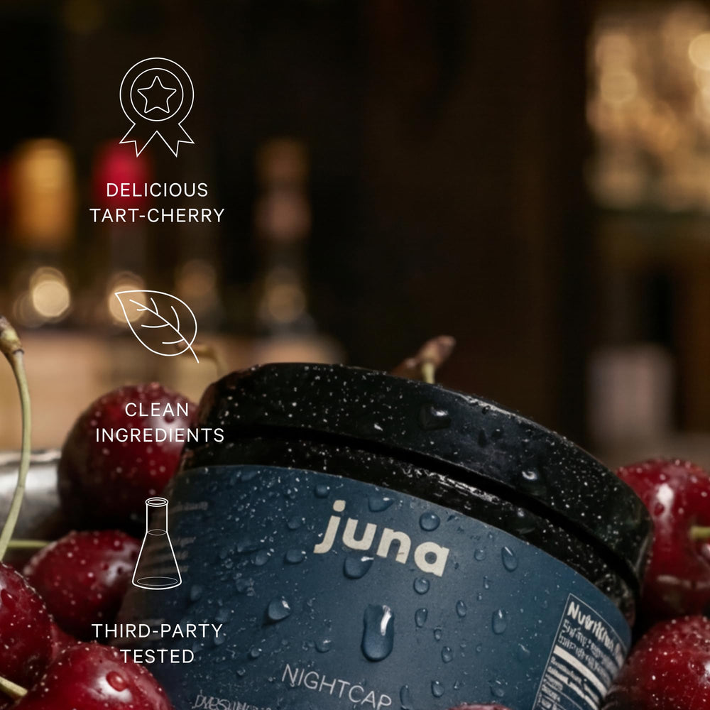 Juna Nightcap disposición de botánicos que muestra ingredientes naturales