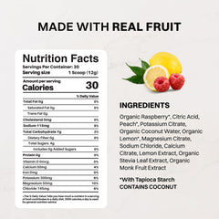JUST INGREDIENTS vaso con bebida raspberry lemonade listo para hidratarte