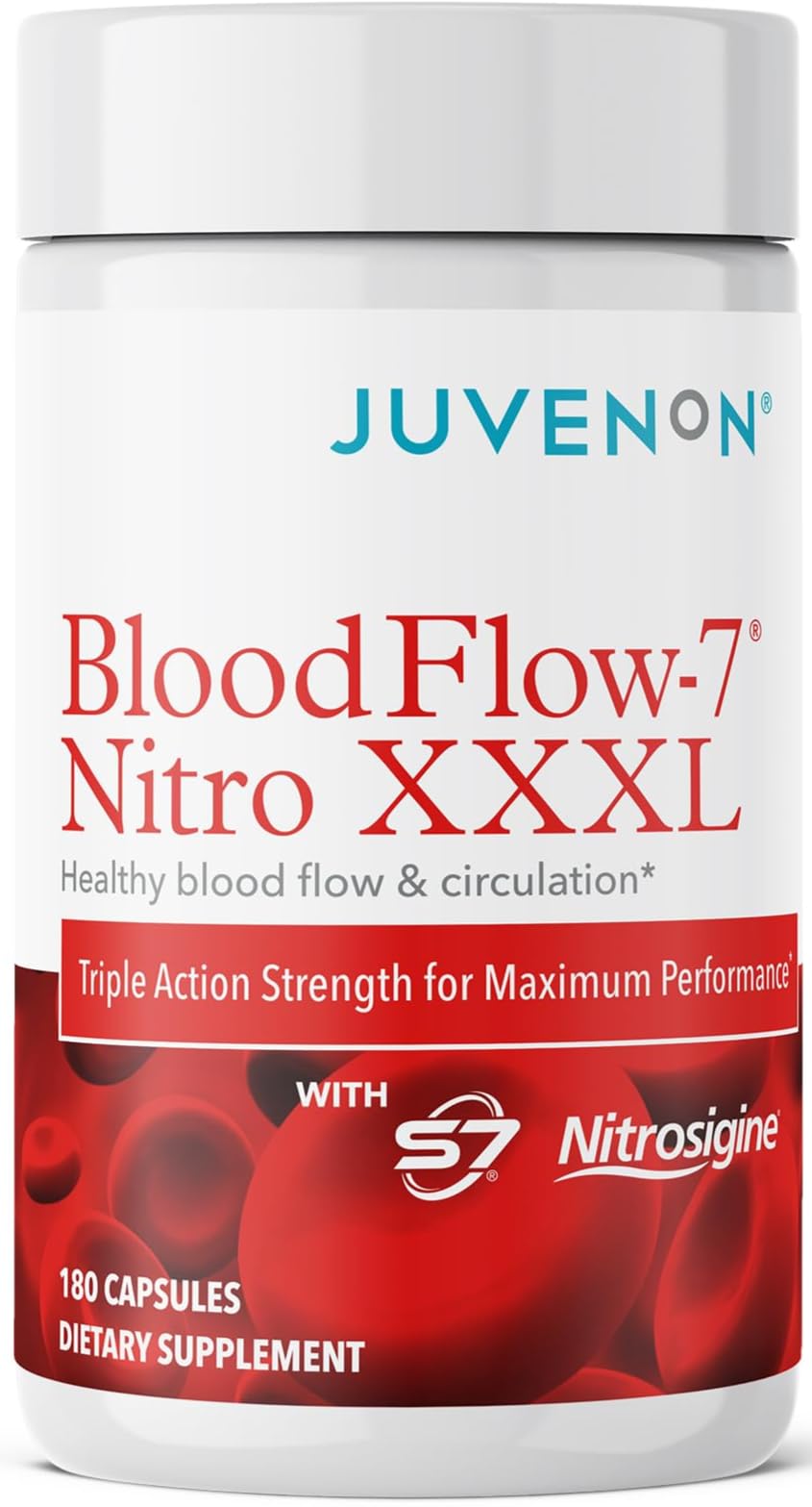 Juvenon BloodFlow-7 frente del empaque mostrando la etiqueta y beneficio circulatorio