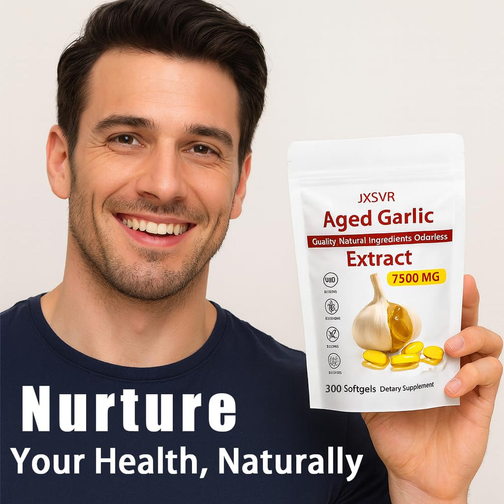 JXSVR Cápsulas de ajo envejecido en manos para tamaño práctico.