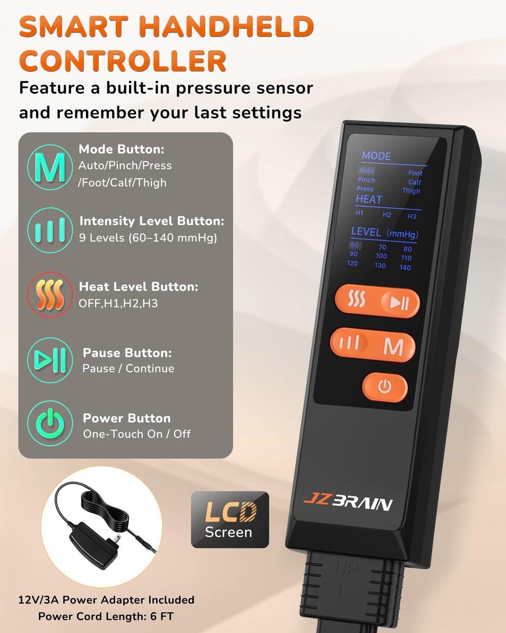 JZBRAIN masajeador en uso en sala de estar, portable y apto para relajación diaria