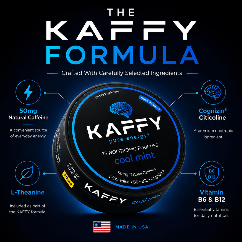 Kaffy detalle del contenido en polvo húmedo, liberación rápida de cafeína