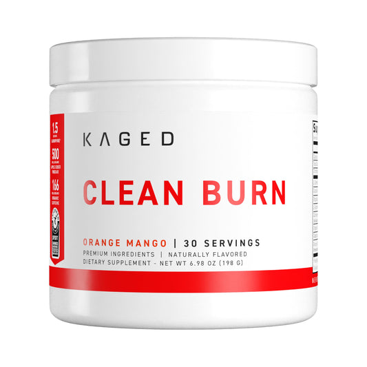 KAGED Clean Burn botella: energía sostenida para entrenamientos.