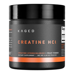 Kaged envase frontal mostrando creatine HCl y beneficios de solubilidad