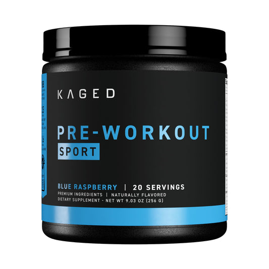 Kaged Sport Pre-entrenamiento en lata con sabor arandano azul para sesiones intensas