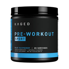 Kaged Sport Pre-entrenamiento en lata con sabor arandano azul para sesiones intensas