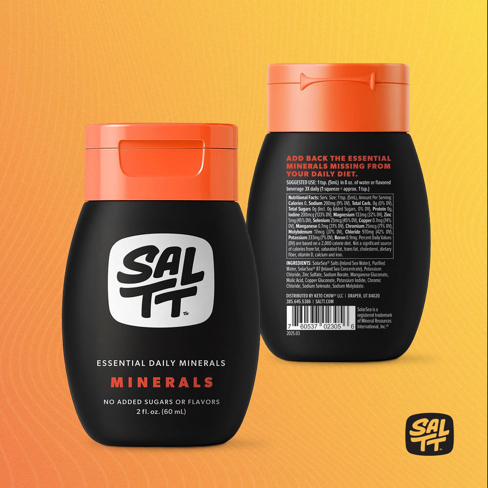 Keto Chow SALTT Minerals ingredients panel close-up.