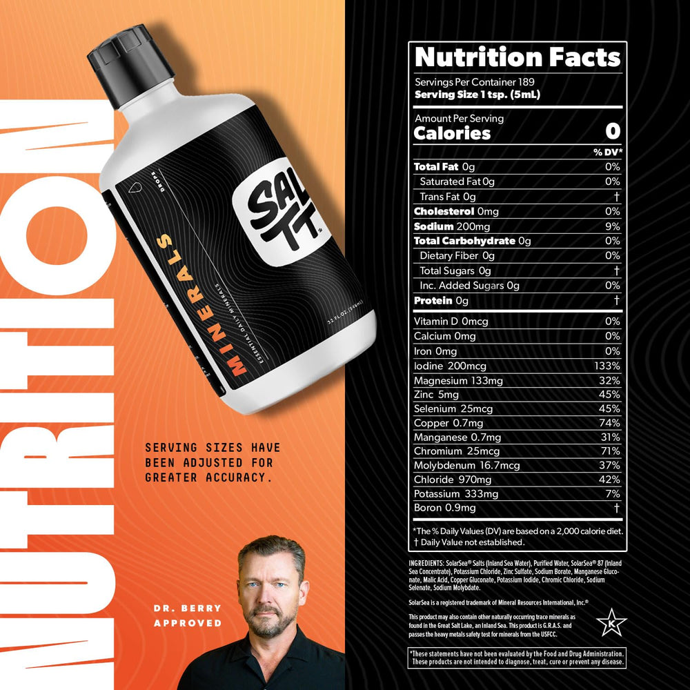 Keto Chow etiqueta con lista de minerales y origen de la Gran Laguna Salada