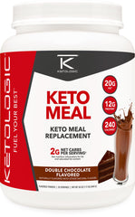 Ketologic envase frontal chocolate mostrando beneficios cetogénicos.
