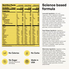 KEY NUTRIENTS tres sabores limonada durazno mango sandía para opciones refrescantes