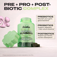 Kiala Nutrition 60 gomitas sobre fondo neutro, suministro para el mes