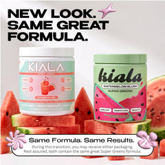 Kiala Nutrition polvo verde en primer plano que demuestra textura fina