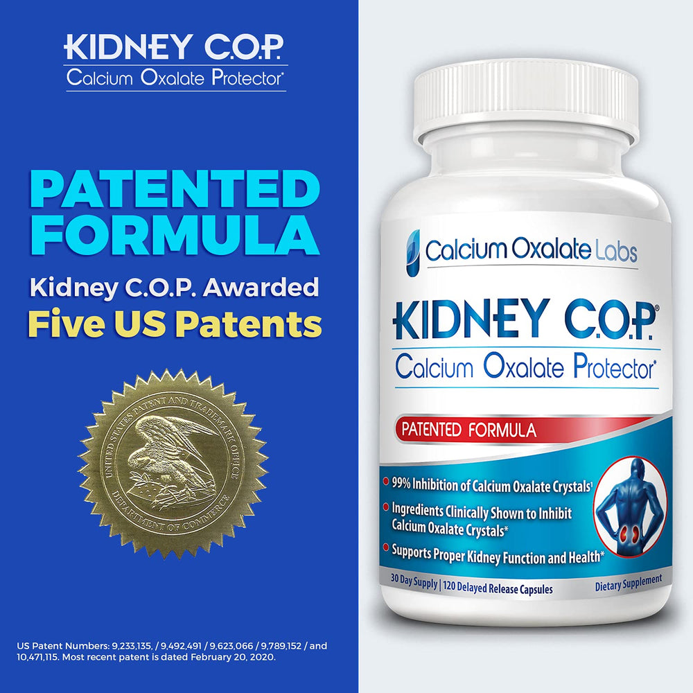 KIDNEY C.O.P. comparación de tamaño del frasco junto a objetos cotidianos