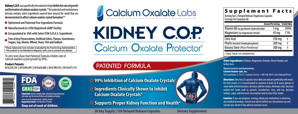 KIDNEY C.O.P. documento de estudio de laboratorio sobre rendimiento de la fórmula