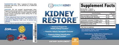 Kidney Restore etiqueta nutricional en primer plano, transparencia de ingredientes