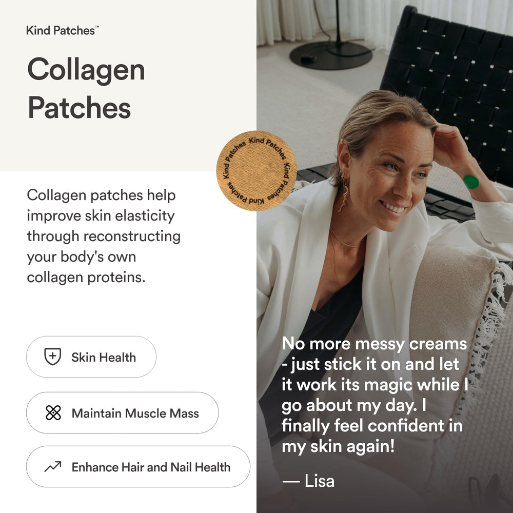 Etiqueta de Kind Patches con lista de ingredientes clave y beneficios