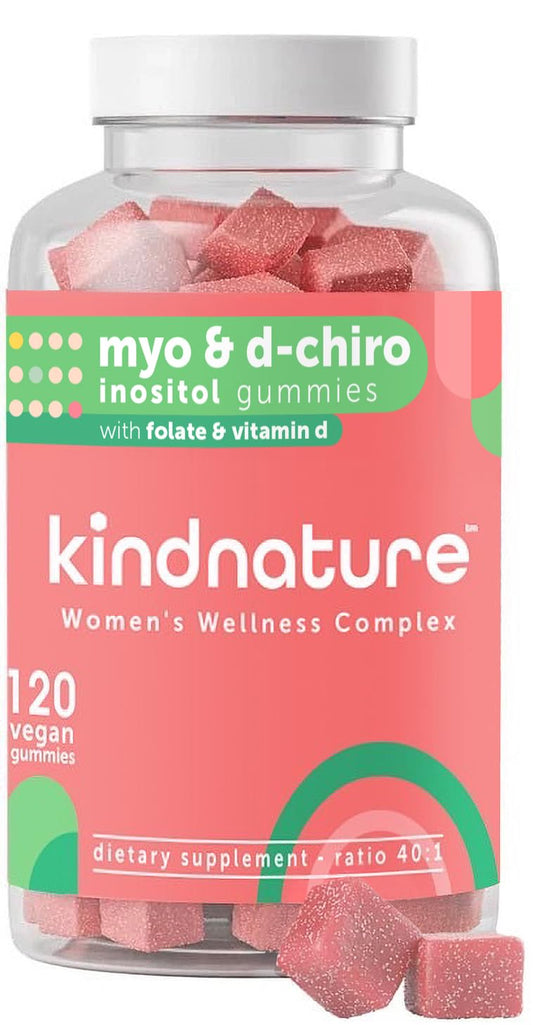 Gominolas kindnature Myo-Inositol en envase práctico, ideal para consumo diario.