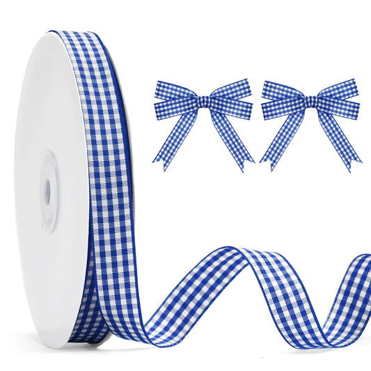 kinglake rollo frontal cinta vichy azul mostrando el patrón y cantidad