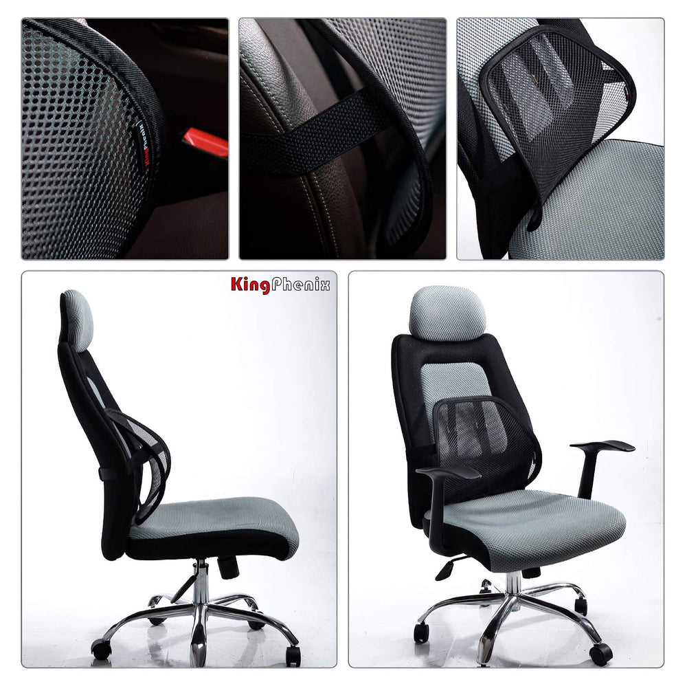 kingphenix colocado en asiento de coche proporcionando soporte lumbar estable