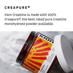Kion Creatine etiqueta con sellos Kosher Halal y listas de control