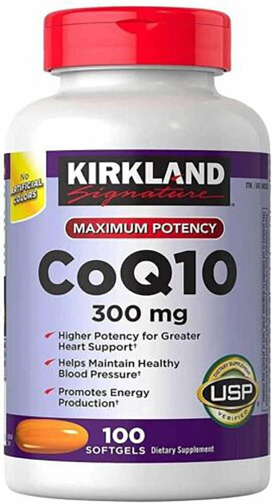 Kirkland CoQ10 300 mg, cápsulas blandas, apoyo a la producción de energía diaria.