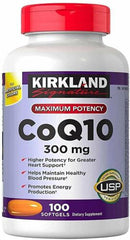 Kirkland CoQ10 300 mg, cápsulas blandas, apoyo a la producción de energía diaria.