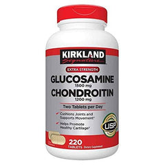 KIRKLAND Glucosamina 1500 mg con Chondroitina 1200 mg en tarro, apoya la movilidad diaria.
