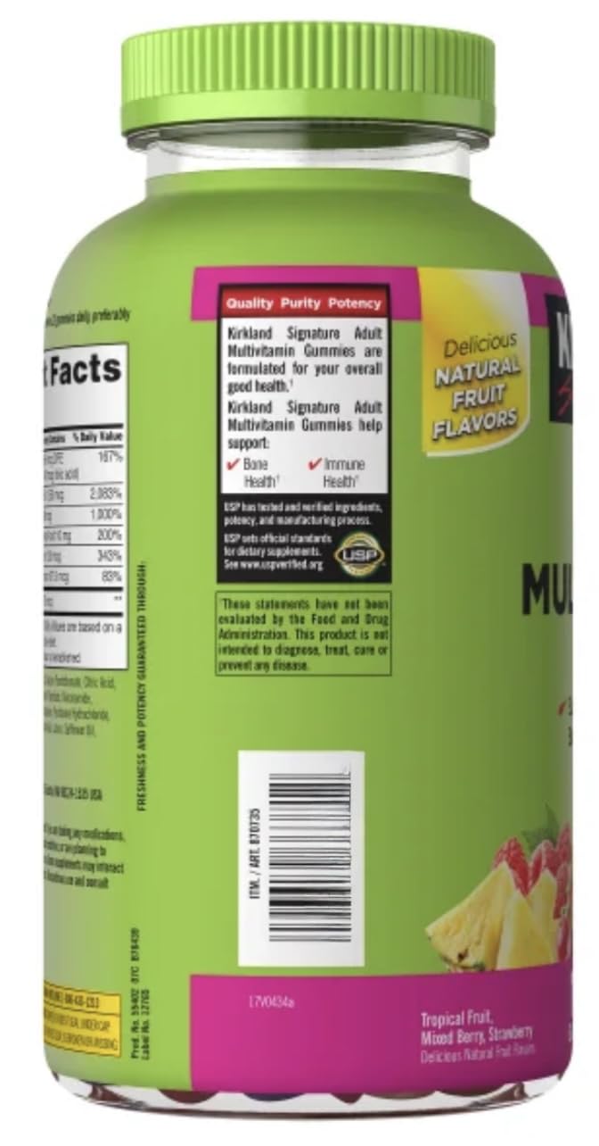 Kirkland Gomitas: etiqueta clara para confirmar la dosis diaria.