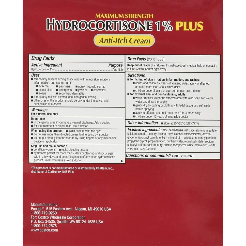 Paquete de cuatro cremas hidrocortisona de Kirkland para uso prolongado.