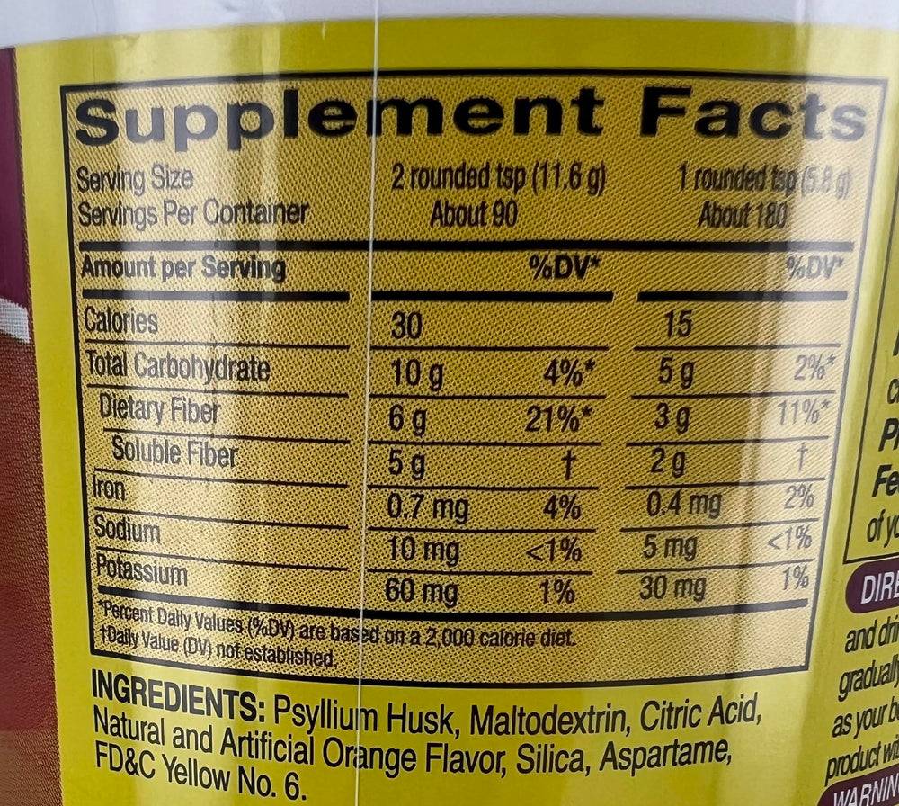 Kirkland psyllium powder with scoop for convenient daily portion control.