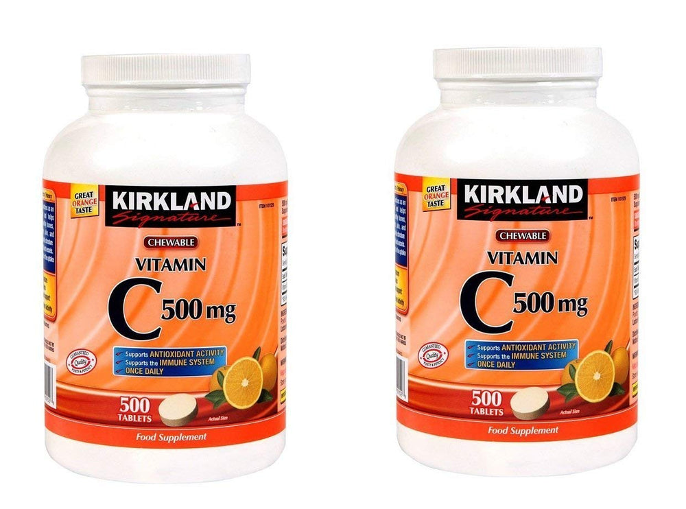 Kirkland Vitamina C: tabletas masticables de naranja, uso diario y posible apoyo al sistema inmune.