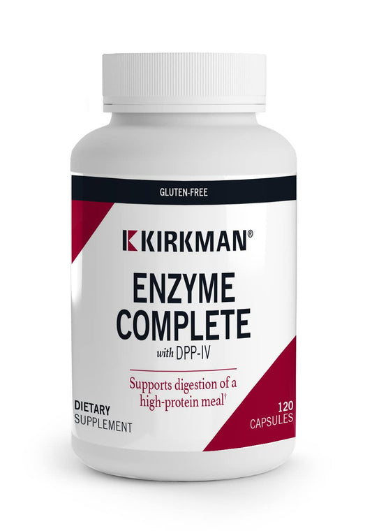 Kirkman Enzima Complete/DPP-IV: cápsulas vegetarianas para apoyar la digestión de diversos alimentos.