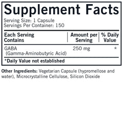 Kirkman GABA 250 mg - cápsulas para uso diario, favorece relajación.