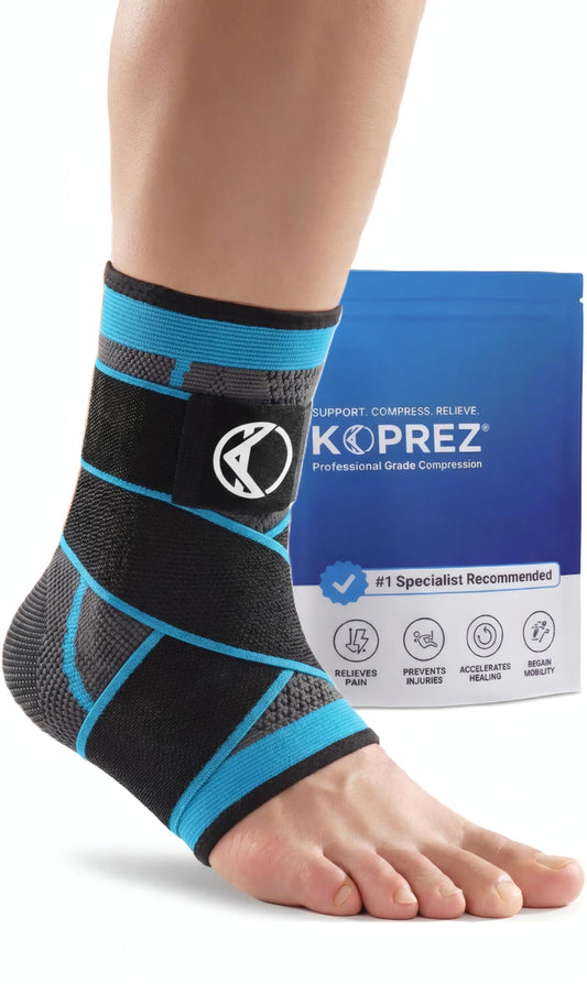 Koprez tobillera frontal mostrando ajuste y soporte inmediato
